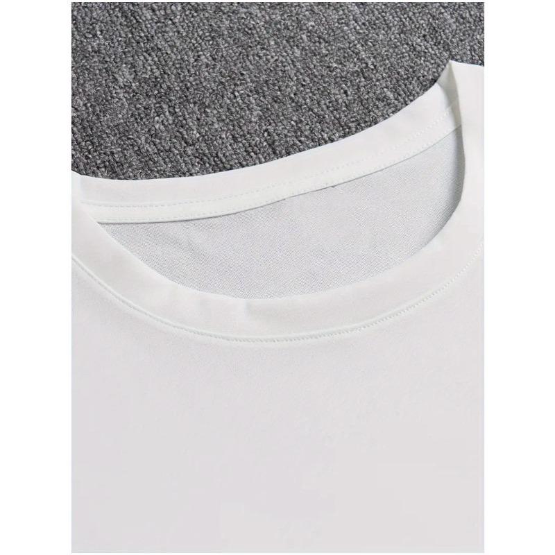 European Sizes Plus Size Men's Casual T-Shirt - Solid Color, Round Neck, Loose Fit