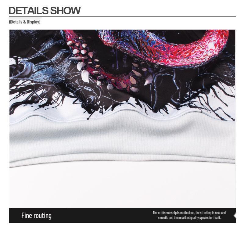 Set mikiny s kapucí a kalhot s digitálním potiskem Žralok Venom - Unisex Podzimní/Zimní Edice pro Pár