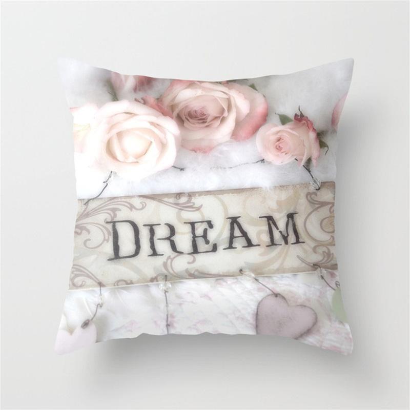 Home Pillow Cover Fabric Sofa Peach Skin Pillowcase Bed Cushions Rose Pillow Cover