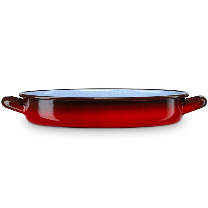Cocotte Basse À Induction 30 Cm, Casserole 3,3 L Acier Émaillé Vintage Tous Feux Briebe Ignea Rouge 03462