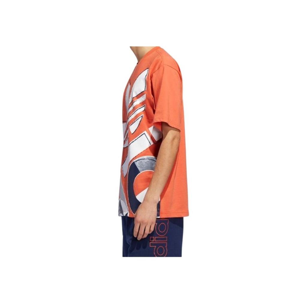 Adidas Originals Trefoil Large Logo Graffiti Short Sleeve T-Shirt Men Tops Orange DV3286