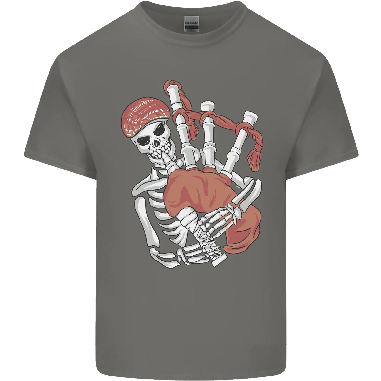 A Skeleton Playing the Bagpipes Mens Cotton T-Shirt Tee Top S разноцветный