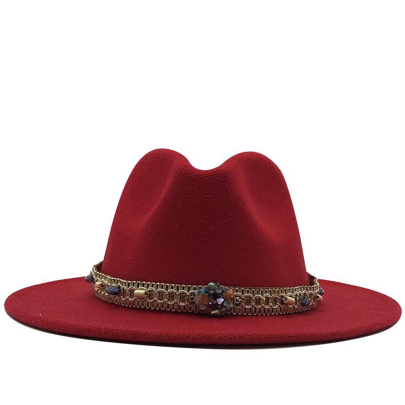 Woolen Top Hat European and American Fashion Ethnic Style Hat Flat-brimmed Big-brimmed Jazz Hat