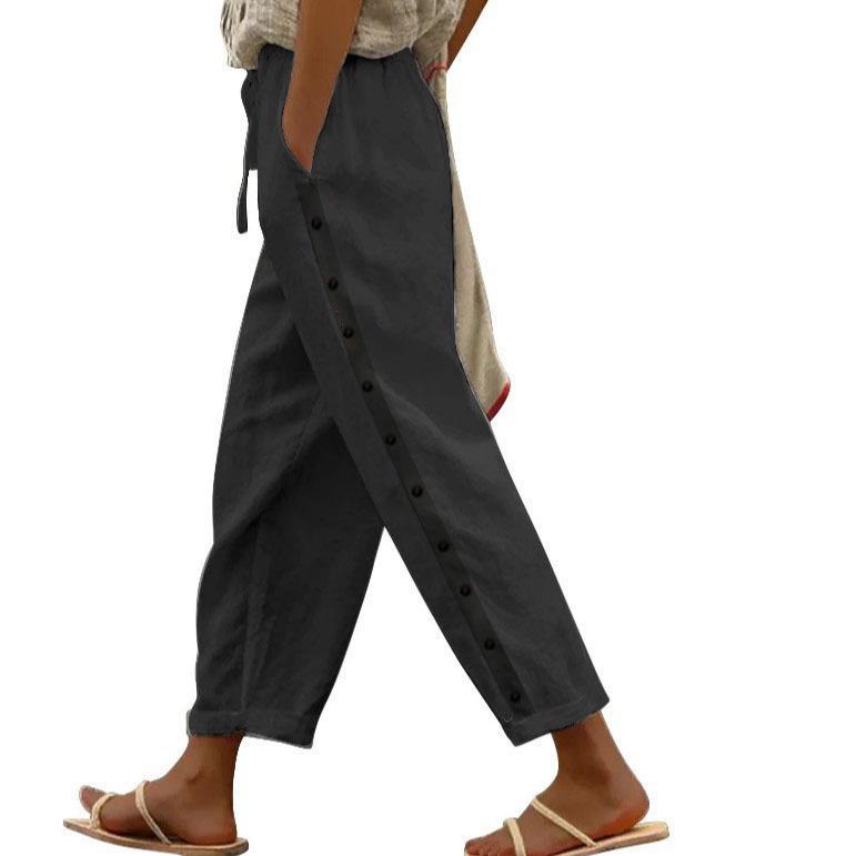 2024 Autumn Women's Elastic Waist Loose Cropped Pants - Versatile Casual Style