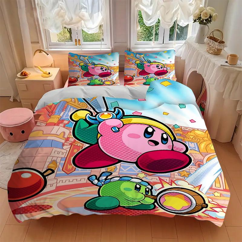 3pcs Bedding Set Kirby Includes 1 Comforter + 2 Pillowcases, Without Pillow Inserts, Soft Comfortable, Lightweight Breathable, Printed Home