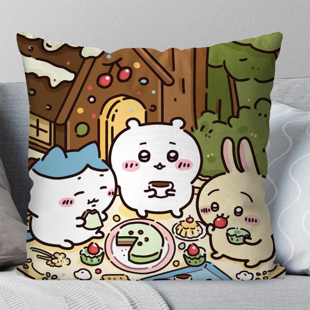 

Cartoon Animation C-chiikawa Pillow Case Square Pillow Bedroom Sofa LeisureComfort Cushion Car Living Room Home Decoration 40X40 16x16Inch