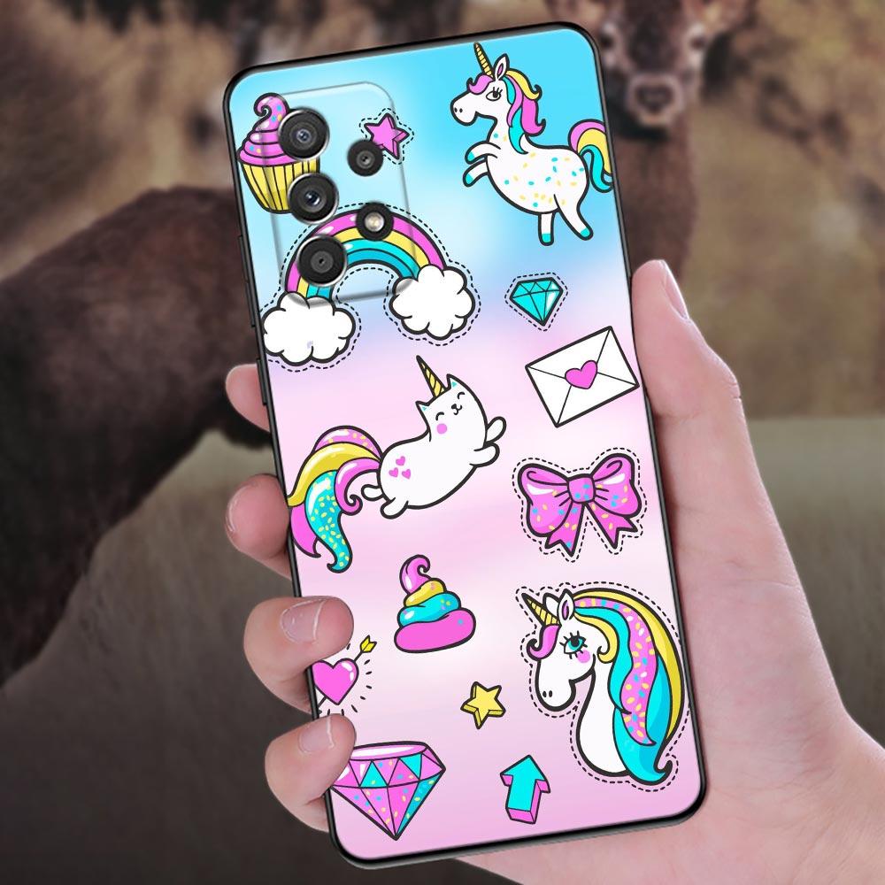 Cute Rainbow Unicorn Phone Case For Samsung Galaxy A57 A56 A37 A55 A36 5G A26 A54 A52 A35 A34 A25 A17 A16 A15 A07 A06 Soft Cover