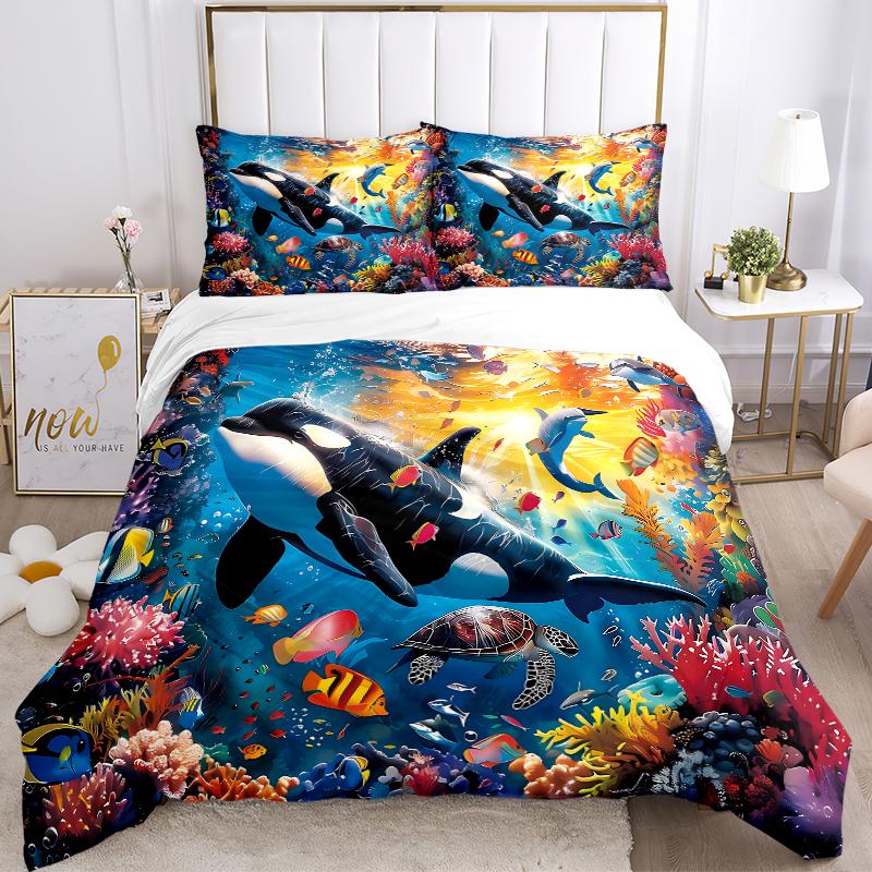 3Pcs Ocean Life Adventure Bedding Sets For All Sizes New 3D Printed Bed Cover Comforter Duvet Cover Pillowcase Bedroom Decoration