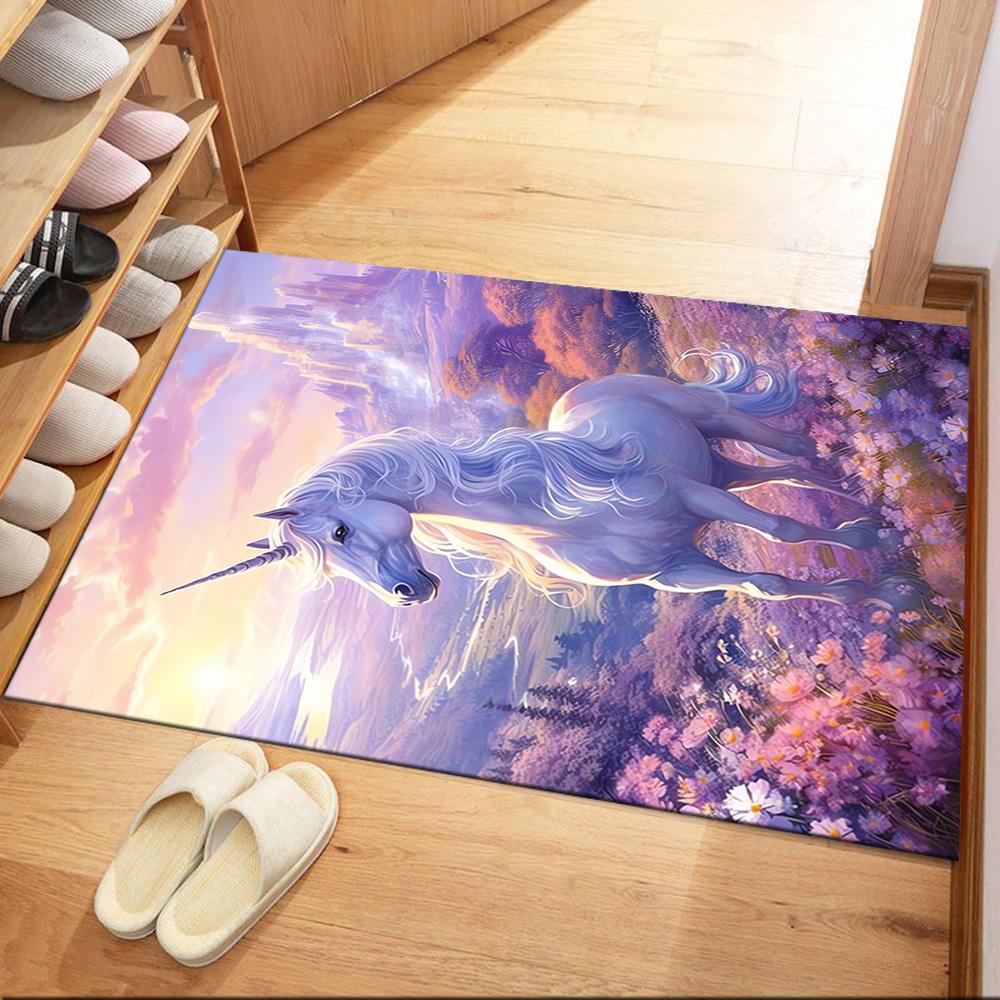 Beautiful Unicorn Carpet Design for Dormitory Hallway Living Rooms Outdoor Anti-slip Rug Office Home Decor