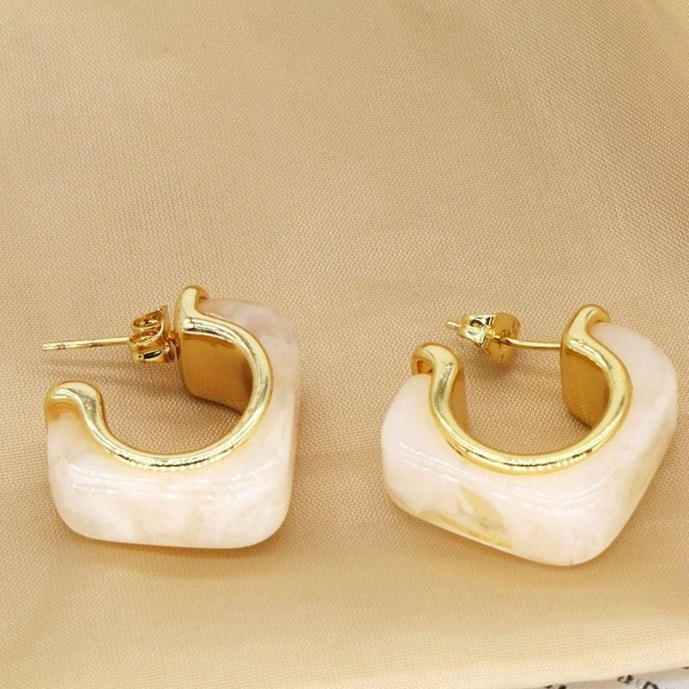 1 Pair Copper Acrylic Earrings 18K Gold Plated Hoop Earrings Resin Earrings  Daily Wear