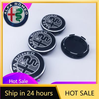 Autocollants de Voiture Pour Alfa Romeo 4pcs 50MM nouveau noir Pour Alfa Romeo Giulietta GT Logo de Moyeu de Roue de Voiture Modification Cache-Moyeu de Roue Déco