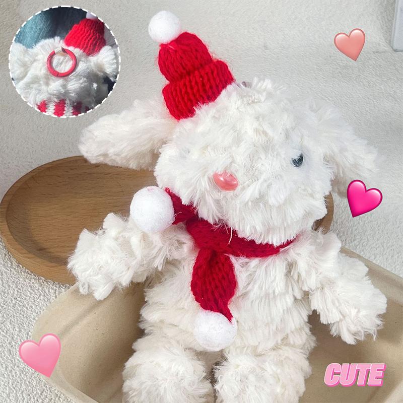 

Мягкий 17 см плюшевый кролик подвеска милый кролик в красной шапке мультяшный кролик брелок сумка аксессуар подарок