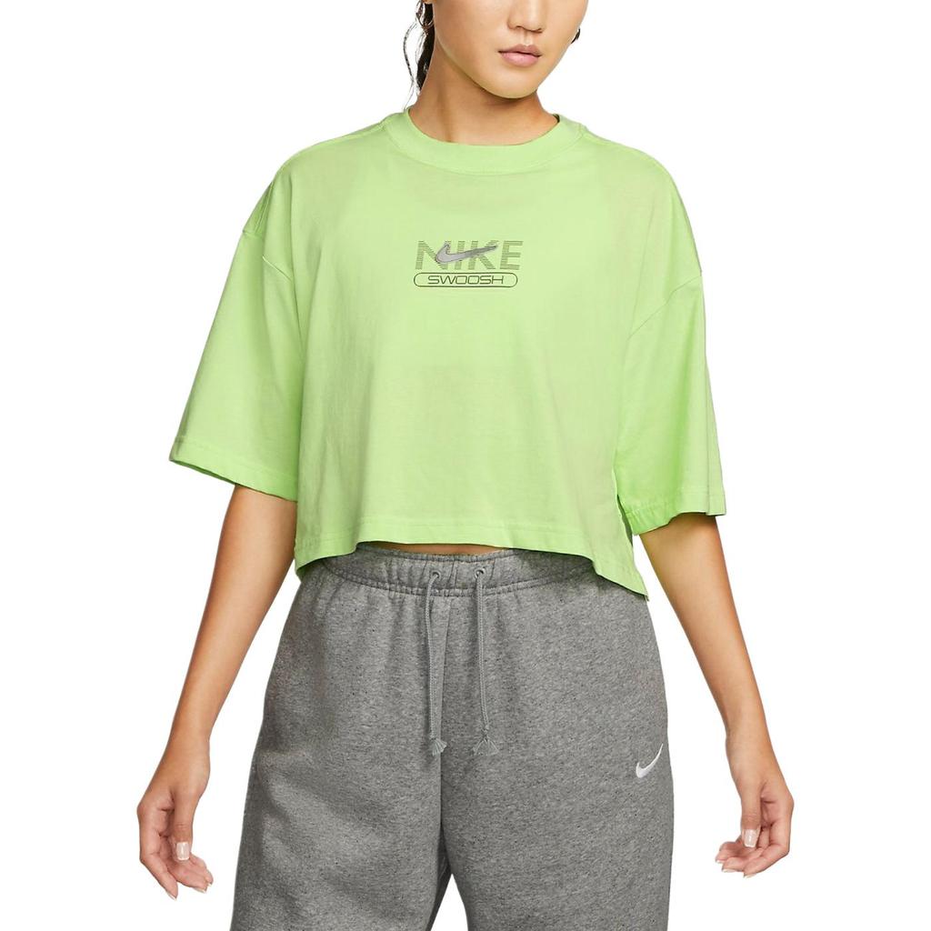 Nike Sportbekleidung Swoosh Buchstaben Logo Print Kurzarm T-Shirt Damen Oberteile Grün DR5625-360