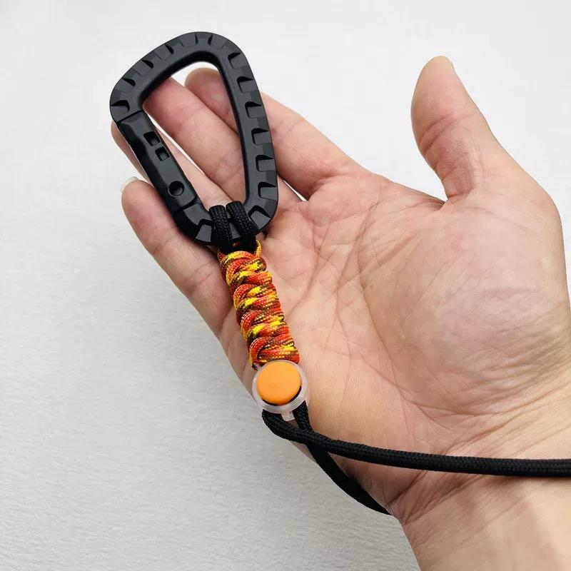 Hand-woven Paracord Carabiner Anti-lost Adjustable Keychain Outdoor Hiking Tools Kettle Buckle Hooks Backpack Accessories