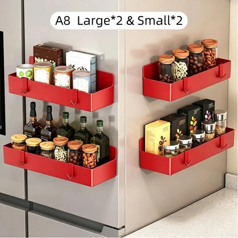 Leicht zu reinigendes magnetisches Kühlschrank-Seiten-Aufbewahrungsregal, lebensmittelechtes ABS, wandmontierter Gewürzorganizer für die Küchenwürze