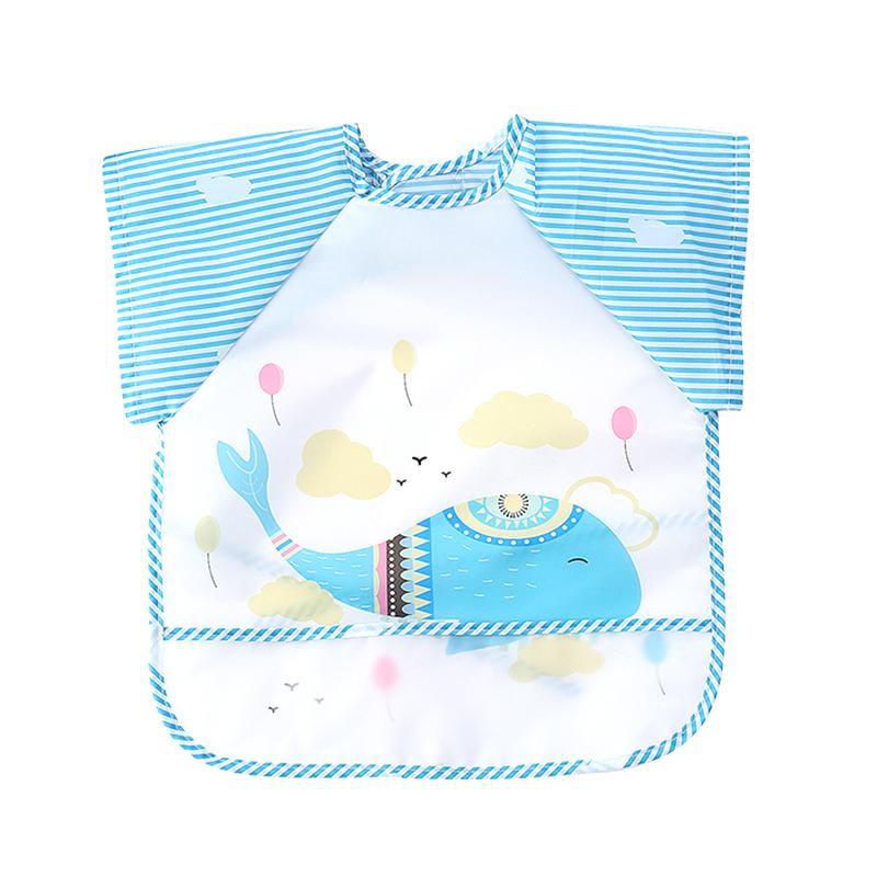 Cute Baby Bibs Toddler Baberos Bavoir Waterproof Long Sleeve Apron Cartoon Animals Children Feeding Smock Bib Baby Stuff 0-3Y