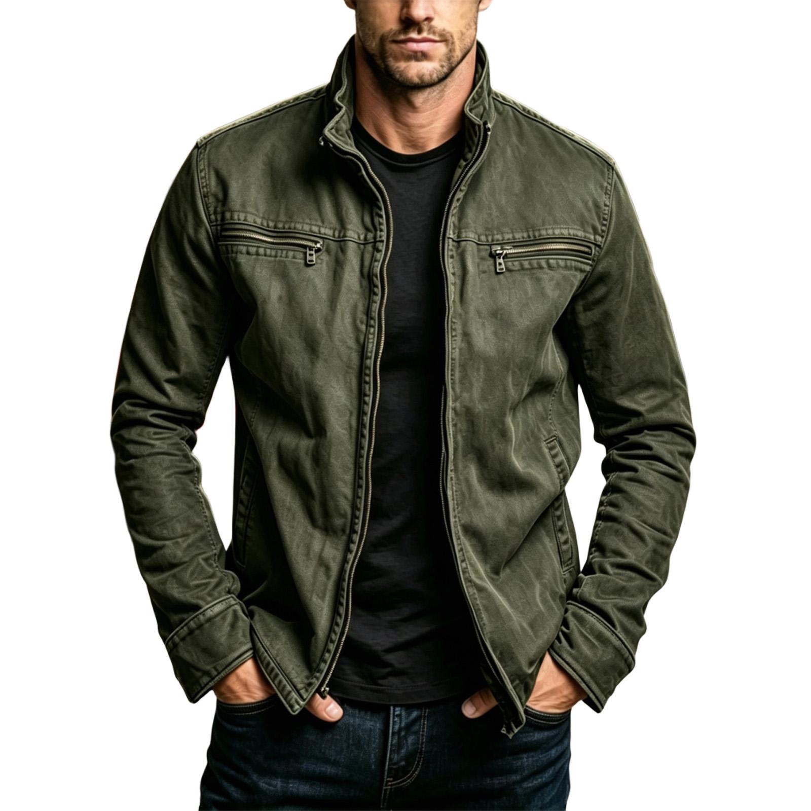 Men`s Vintage Zip-Up Jacket Winter Color