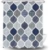 DYNH Boho Blue and Grey Shower Curtain for Bathroom, Dark Navy Blue Gray Geometric Stall Fabric Shower Curtains Set, Modern Fun Paisley White