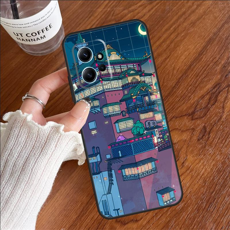 Neon Village Bathhouse Night Case For Xiaomi Redmi 14C 13C 10C 12C Redmi Note 14 Pro 13 12 11 9 10 9S 10S 11S 12S Cover