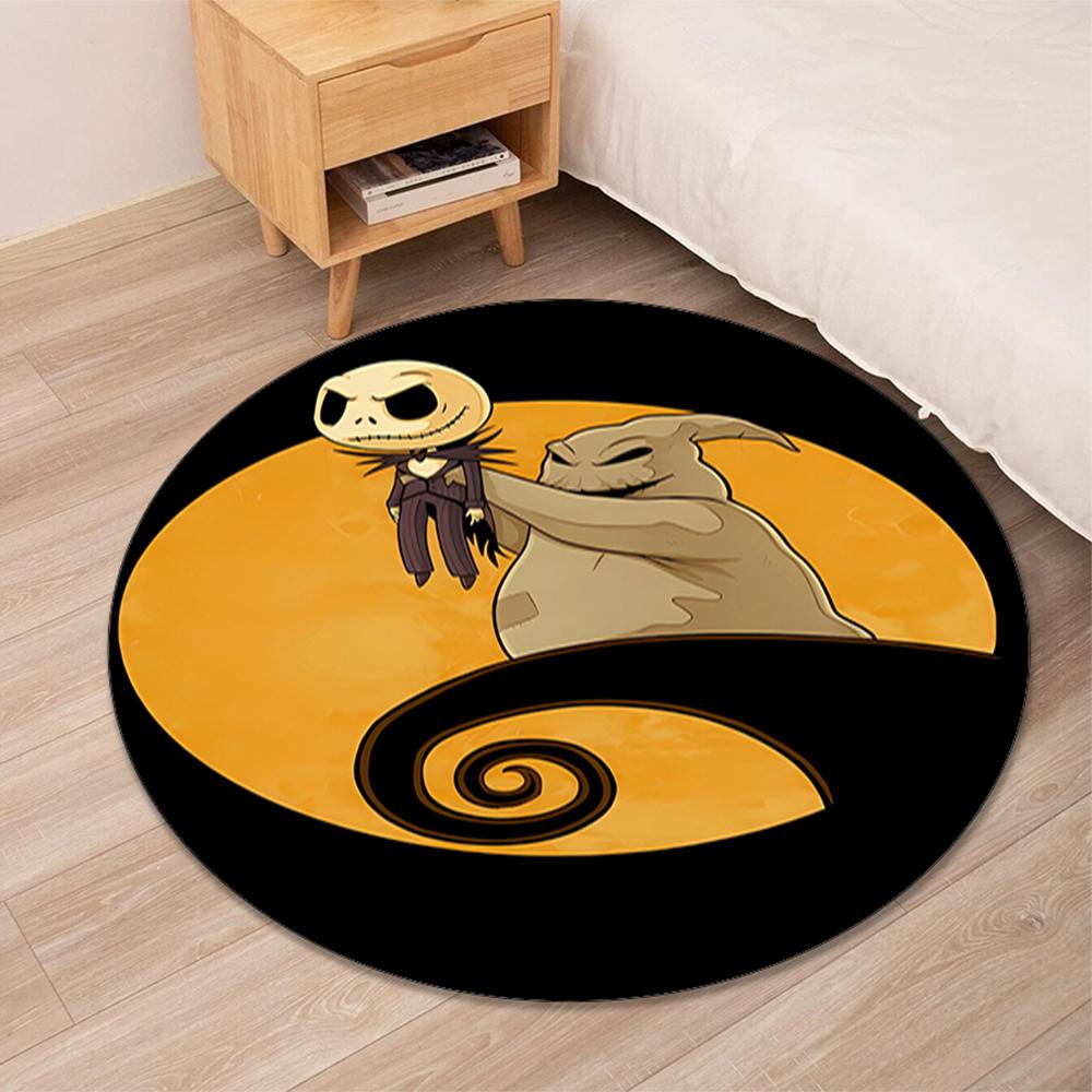 The Nightmare Before Christmas Printed Round Rug Carpet Chair Rug Area Rug Entryway Doormats,for Office Chair Living Room Bedroom Kitchen Room.