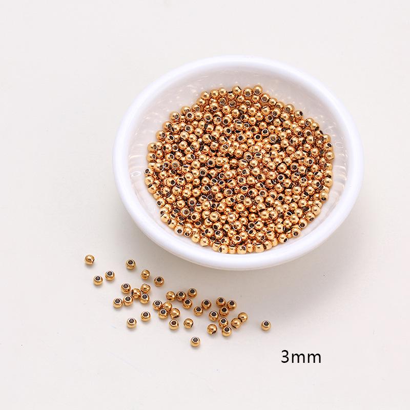 18K Gold Color-Preserving Stainless Steel Round Beads for DIY Jewelry and Bracelets.