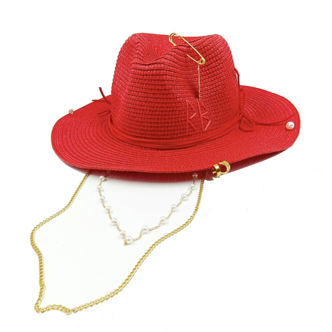 

2024 New Straw Hat Pearl Chain DIY Personalized Jazz Hat Sun Hat New Letter Hat Beach Hat Men s and Women s Punk Hat Candy Color 56-58cm