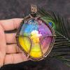 Pierre Gemme Quartz Solaire Arc-en-ciel Naturel Fil de Cuivre Enveloppé Cadeau Pendentif 4.41 w0g16