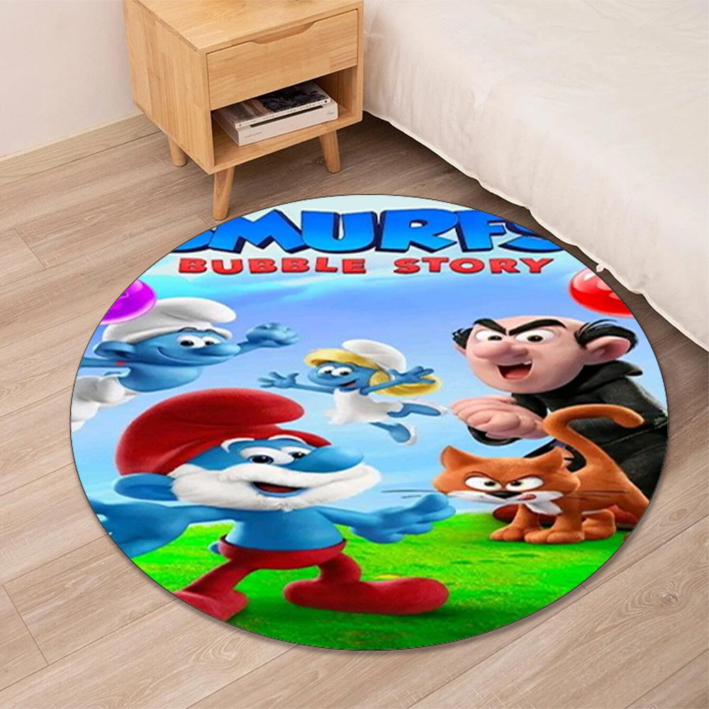 The Smurfs Printed Round Rug Carpet Chair Rug Area Rug Entryway Doormats,for Office Chair Living Room Bedroom Kitchen Room.