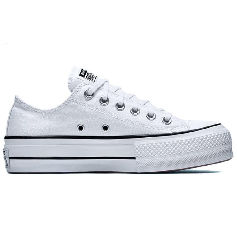 Converse Chuck Taylor All Star Platform Low Top Muffin Platform Low Top Canvas Shoes Women's Pure White