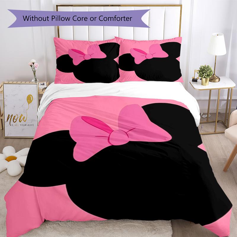 3pcs Minnie Bedding Set Duvet Cover Closure Includes 1 Duvet Cover & 2 Pillowcases, Soft and Comfortable for All Seasons.