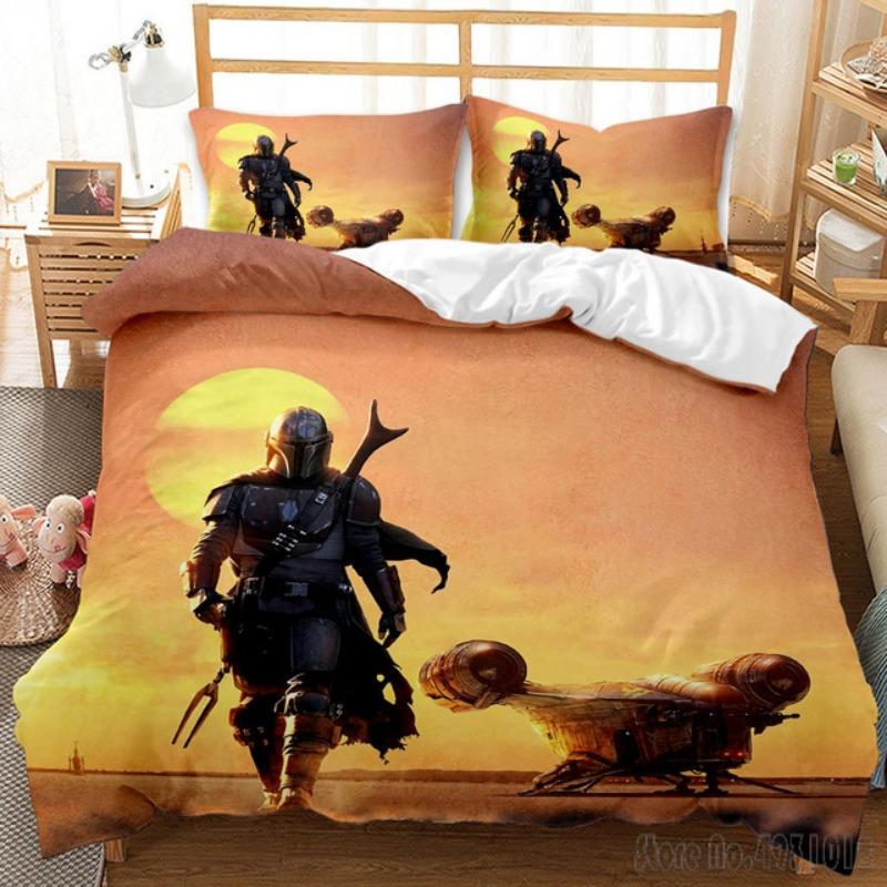 Bedding Set Anime Yoda Baby Double Twin Full Queen King Kids Bedclothes Duvet Cover Pillowcase Decoration Christmas Gifts