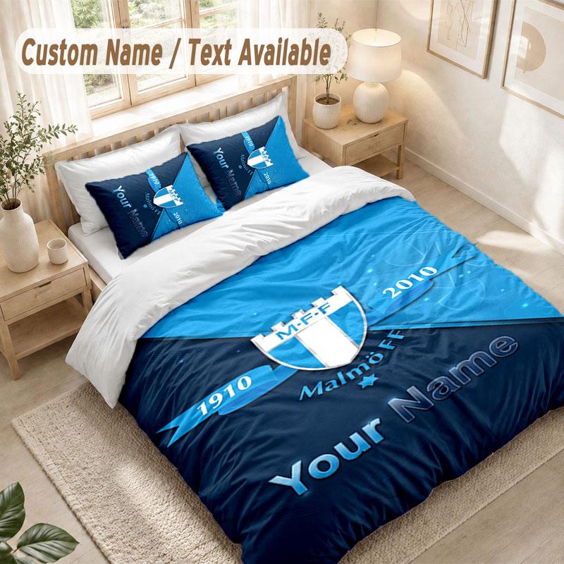 Custom Name Bedding Set 3 PiecesMalmö FF Print Duvet Cover + 2 Pillowcases Soft Bed Decor