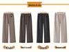 Fleece-Lined Elastic Waist High-Waist Casual Loose Fit Straight-Leg Pants for Middle-Aged and Elderly Women—Ideal for Autumn/Winter.
