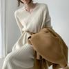 Autumn and Winter Retro Temperament Knitted Dress Women's Loose Lazy Style with Coat with Bottoming Sweater Long Skirt