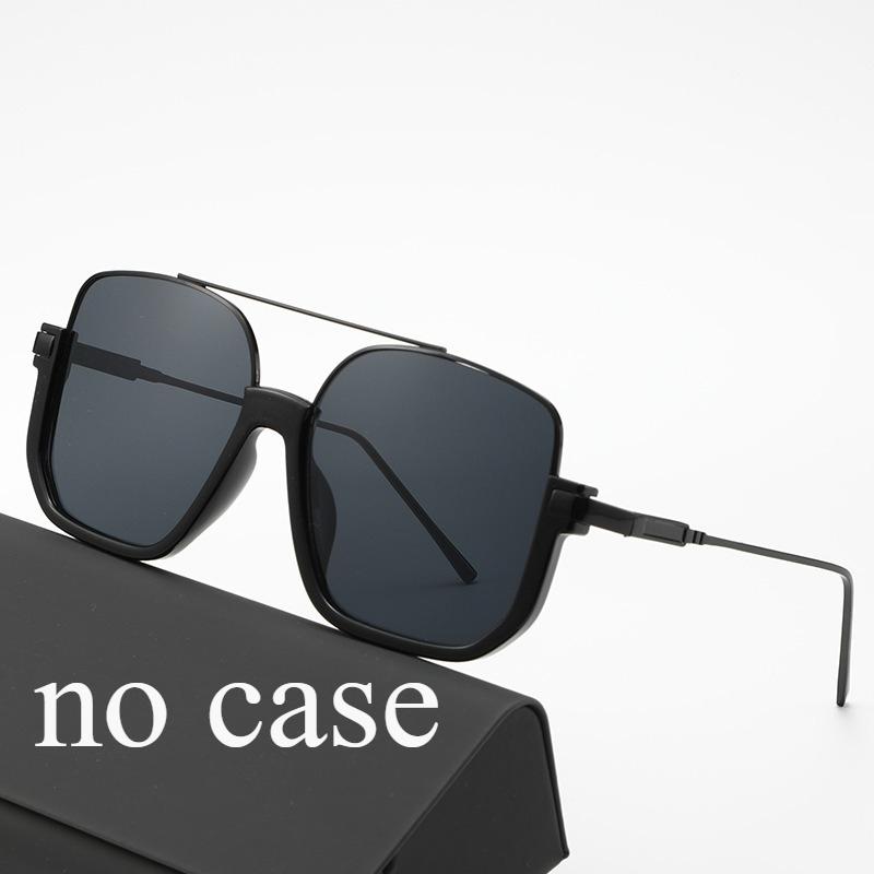 

Double Beam Tea-Colored Sunglasses Transparent Black Retro High-End Oversized Frames For Men And Women