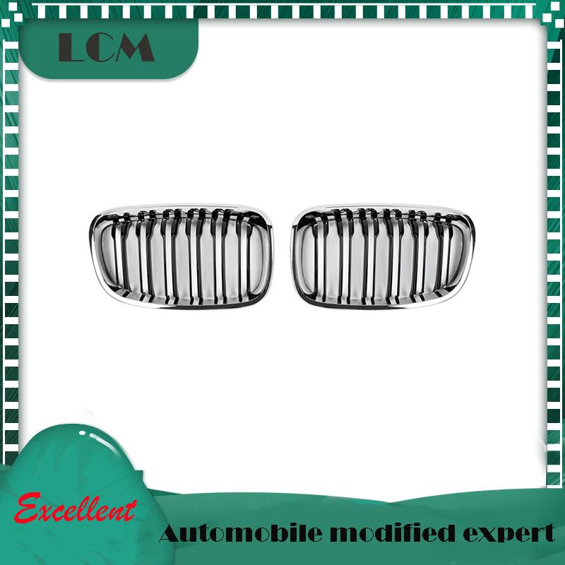 2012-2014 För BMW 1-serie F20 Grill Dubbla Ribbor Blank Svart/Matt Svart/Svart+Krom ABS Främre Njuregrill