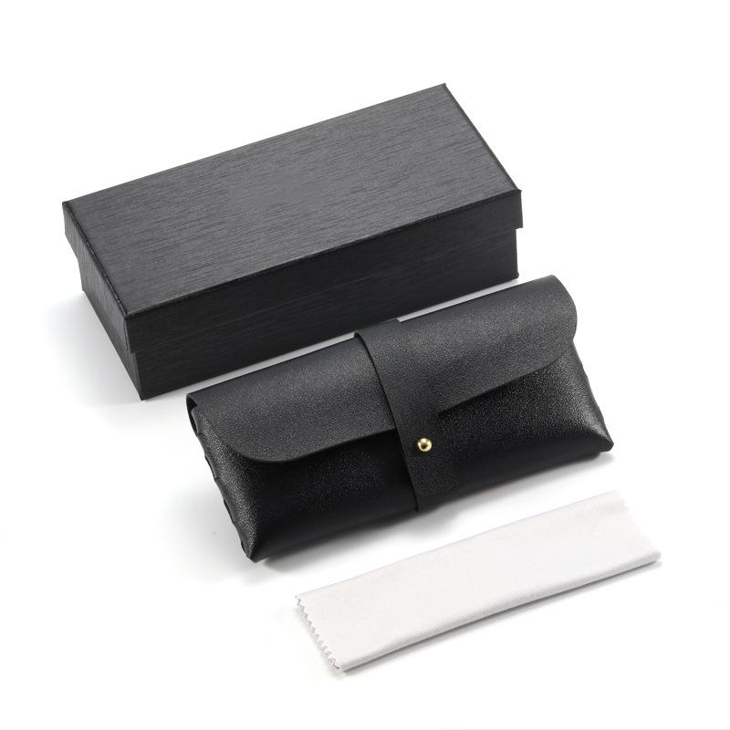 Foldable Eyewear Box & Accessories Set: Sunglasses Case, Round Storage Bag, Lens Cloth, Leather Pouch