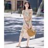 Women's Summer Floral Puff Sleeve Square Neck A-line Dress