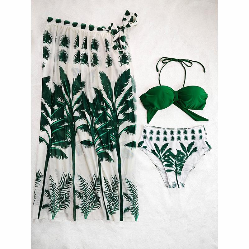 Bikini Sets 3-teilig Sexy Badeanzüge Cover Up Damen Urlaubsbademode Hochgeschnittenes Bademädchen Strandbekleidung