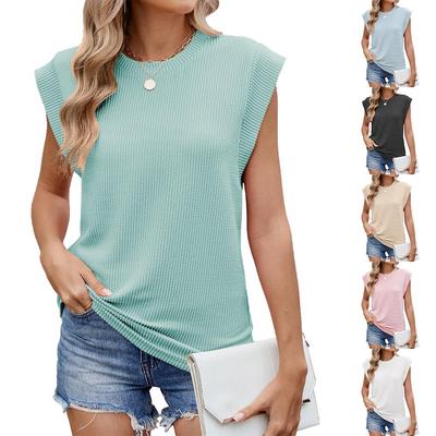 2025 Spring/summer Round Neck Solid Color Loose Women's Short-sleeved Top T-shirt Vest