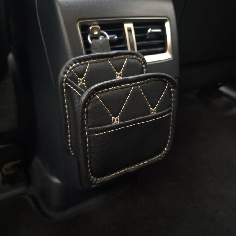 Car Storage Bag Air Outlet Hanging Bag Leather Car Storage Bag Foldable Storage Box Car Accessories Interior Car Organizer