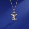 Cazador Stainless Steel Lotus Flower Yoga Om Unalome Pendant Necklace for Women Gift Buddhism Neck Chain Mandala Amulet Jewelry