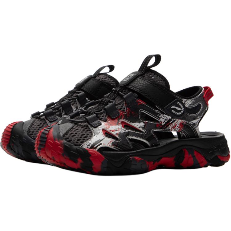 Li Ning Leichte Bequeme Trendige Langlebige Atmungsaktive Low-Top Kinder Sandalen Kinder Sandalen Schwarz YKEV030-5