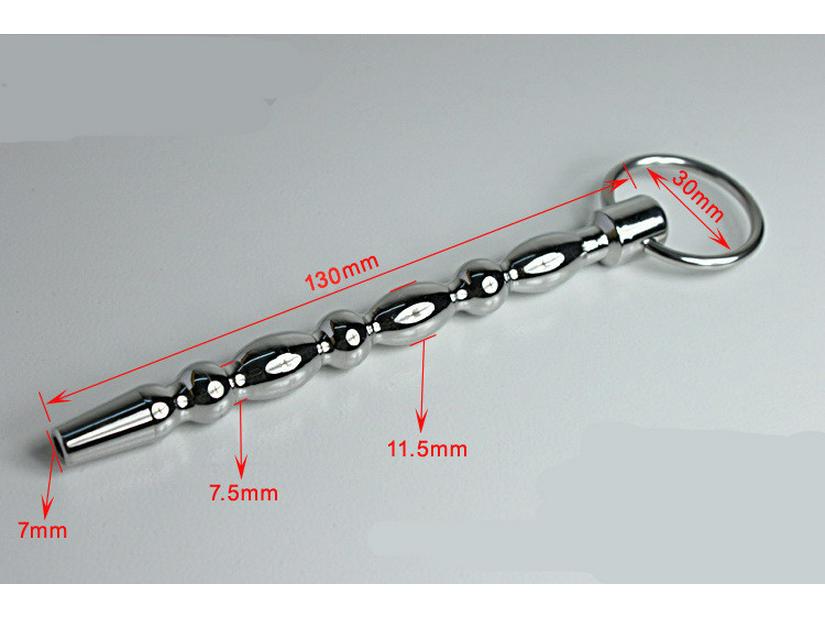 Hollow Metal Urethral Plug with Eye Pull Bead - Adult Stimulation Toy
