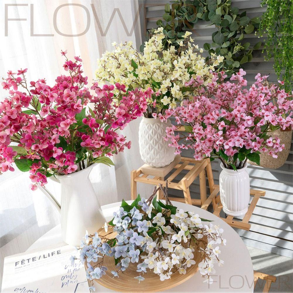 Small Branch Artificial Flower Branch Peach Blossom Floral Arrangement Supplies  Home Decor