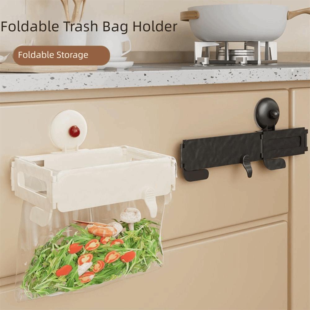 Hanging Suction Cup Trash Bag Holder Foldable Rubbish Storage Holder  Cabinet