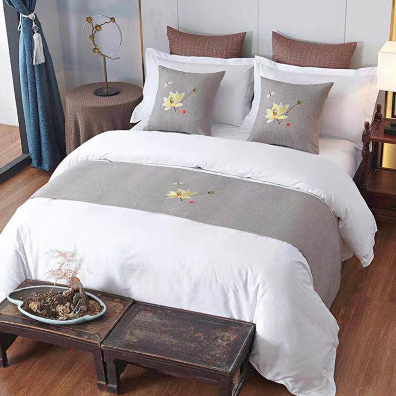 New Bed Tail Flag Decorative Cloth Home Textile Bedding Embroidered Long Strip Bed Cover Table Flag Universal in Multiple Colors