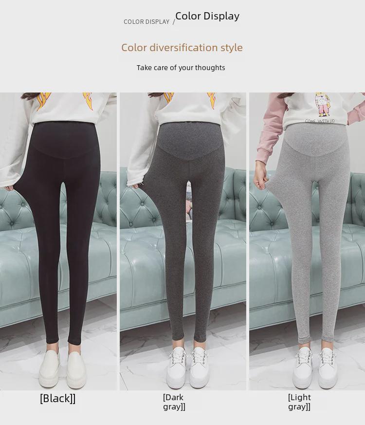 Adjustable High-Waist Maternity Leggings with Belly Support - Elastic Pants for Spring, Summer, and Autumn, 9/10 Length