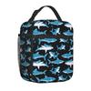 Süße Cartoon-Haie Aufdruck Lunchbox Wiederverwendbare Oxford Bento Tragetasche Tragbare Thermische Lunchtasche für Erwachsene Kinder Arbeit Schule Picknick