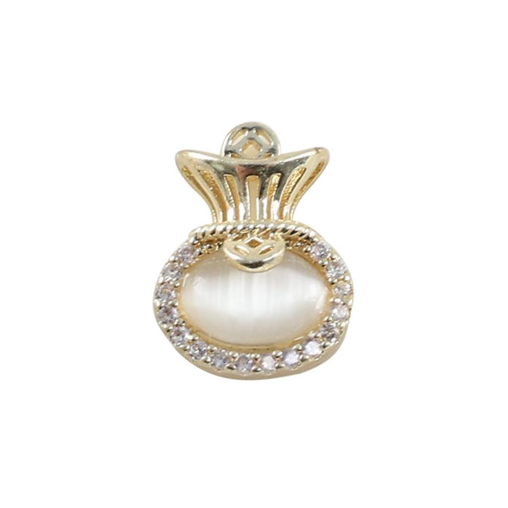 Nový rok nail art: Luxusní přívěsek Fortune Bag ze zirkonu a zlatem vykládané nositelné doplňky na nehty s kamínky